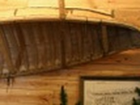 The 21-foot birchbark canoe in the Explorer/Fur Trade Gallery of the Peace River Museum, Archives and Mackenzie Centre, followed in the paddle strokes of Sir Alexander Mackenzie. Dragonfly, was built in 2002 by well-respected Québec canoe builder John Zeitoun, assisted by author, Robert Twigger, whose dream it was to retrace Mackenzie’s voyage to the Pacific in a birchbark canoe and to write about his experiences in his book Dragonfly. As Mackenzie’s journey in 1792 brought him and his crew to the Peace River area, so too, Twigger and his crew in 2003.