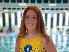 Beaumont teen Lauren Jorgensen is set to compete as part of Team Alberta in the 202 SYNC Artistic Swimming Championships, July 14 to July 18. (Excel Artistic Swimming Club)