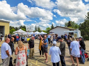The Wabamun Farmers Market was packed on opening day. Photo submitted by Parkland County.