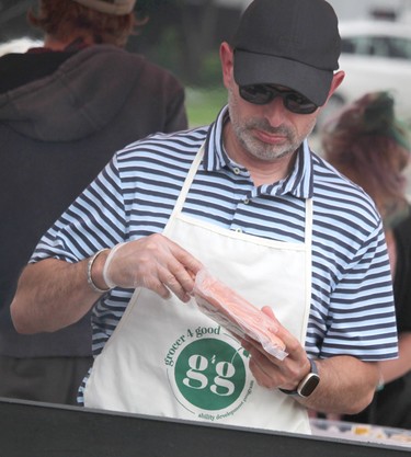 Ward 5 Coun. Corey Gardi attends barbecue at Albert and Gore streets near the former Neighbourhood Resource Centre on Thursday, July 7, 2022 in Sault Ste. Marie, Ont. (BRIAN KELLY/THE SAULT STAR/POSTMEDIA NETWORK)