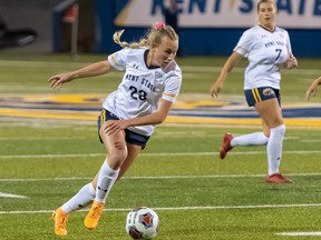 Karly Hellstrom in action with the Kent State Golden Flashes soccer team.