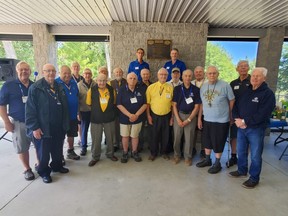 Some of the Legion of Honor recipients from area Kiwanis clubs pose in Canatara Park Saturday.  Thirty members from six clubs were receiving the awards recognizing at least 25 years of service.  (photo by Kerry Klips Photography)