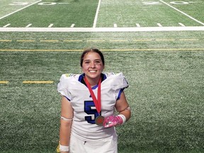 Alicia Gladue with her gold medal following the U18 Women's National Championship in Regina, Saskatchewan. Supplied Image/Fort McKay First Nation