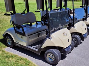 Golf carts that are identical to four that were stolen from the Loyalist Golf and Country Club in Bath over night on July 5.