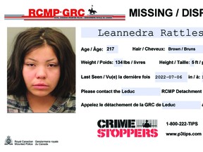 Leduc RCMP are seeking assistance with locating missing youth Leannedra Rattlesnake. (RCMP)