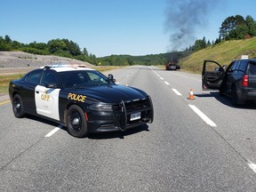 OPP are currently at the scene of a car fire on Highway 11 near Ferguson Road.