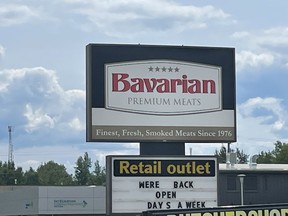 Bavarian Meats closed its doors on Wallace Road more than a year ago. It is believed there is meat product still in the store and around the building due to the flies and stench.