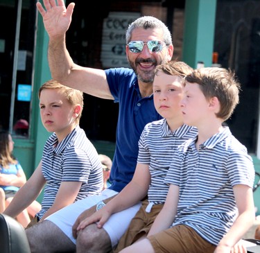 Rotary Community Day Parade on Saturday, July 16, 2022 in Sault Ste. Marie, Ont. MPP Ross Romano and his three sons, (BRIAN KELLY/THE SAULT STAR/POSTMEDIA NETWORK)