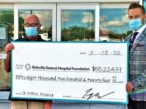 Belleville General Hospital Foundation received a residual cheque for $58,224.57 for the purchase of medical equipment within the hospital.