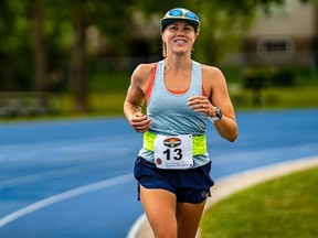 Woodstock's Amanda Nelson, 33,  recently broke two national records, a 100-mile record and a 12-hour distance record while finishing first at the Survivorfest 24-hour Canadian championships this month in Alberta.