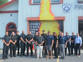 Belleville city and fire officials gathered Wednesday at Fire Hall 2 for the launch of a new fire-safety campaign that is urging smokers to take care when smoking to avoid fatalities. DEREK BALDWIN