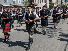 Pipers march in the Kincardine Scottish Festival.