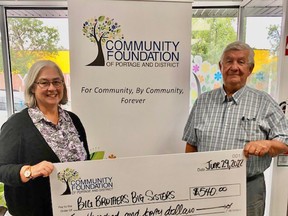 Ken Brennan, CFPD Board Chair, (right) was honored to present the first grant, $540, to Dawn Froses, Executive Director of BBBS of Central Plains. (supplied photo)