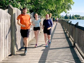 Connor Ritchie, left, Renée Maisonneuve and France Maisonneuve complete the Gillies Lake parkrun. The event is part of a global movement spanning 22 countries. SUBMITTED PHOTO