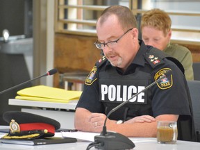 Deputy Police Chief Chris Barry told members of the Belleville Police Services Board Tuesday that thanks to the ability of body-worn cameras to broadcast live from the scene of an incident to IMPACT co-response workers embedded at the city police station, a potential suicide was averted May 12. DEREK BALDWIN