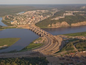Bridge and Highway 63 construction outside downtown Fort McMurray on June 20, 2013. (Ryan Jackson/Postmedia Network