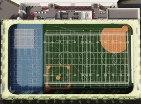 A $90 million interior pavilion layout design. A reduced concept will come back to the board in September. Chart provided
