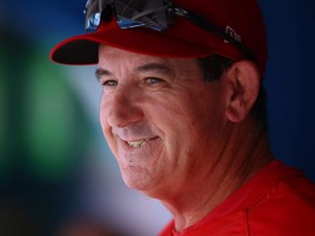 Manager Rob Thomson of the Philadelphia Phillies speaks to the media prior to a game against the Toronto Blue Jays at Rogers Centre on July 12, 2022, in Toronto, Ont.  (Photo by Vaughn Ridley/Getty Images)