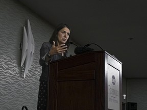 Danielle Smith at her campaign rally to replace Jason Kenney as the leader of the United Conservative Party in Calgary on Thursday, July 14, 2022.