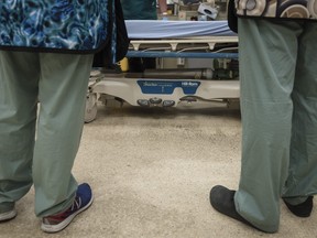 A medical bed is photographed is shown in the trauma bay during simulation training at St. Michael's Hospital in Toronto on Tuesday, August 13, 2019. Ontario nursing organizations are calling for a faster licensing process for the thousands of internationally trained nurses awaiting a decision from the profession's regulator. THE CANADIAN PRESS/Tijana Martin