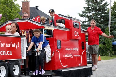 Residents enjoy a train ride through downtown Capreol during Capreol Days on Saturday, July 30, 2022. Ben Leeson/The Sudbury Star/Postmedia Network