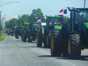 Part of the tractor convoy going through Monkland