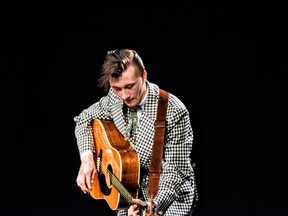 Jake Vaadeland, the front man of Jake Vaadeland and The Sturgeon River Boys, plays for a crowd in Melfort's Kerry Vickar Centre on Friday, July 15. Omar Sherif / The Journal.
