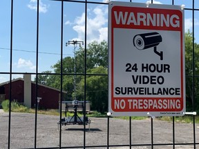 A new high-tech security camera system has been set up near the gate of the former Arrowdale Golf Course, just in time for a Sunday protest, planned for 2 p.m.