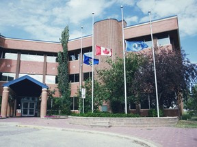 City of Grande Prairie flags were at half mast Monday evening following the announcement of the passing of Coun. John Lehners.