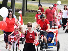 Johanna (Gundel) Mahler, of Switzerland, was part of the Rotary Club of Mitchell's Canada Day pied piper parade July 1 from the municipal office to the Lions Park. Mahler, who first visited Canada and Mitchell in 2006-2007 as part of a Rotary youth exchange program when she was in Grade 11, returned for a holiday that included visiting Mitchell and many "old" friends. She made sure to time her vacation to include Canada Day! ANDY BADER/MITCHELL ADVOCATE