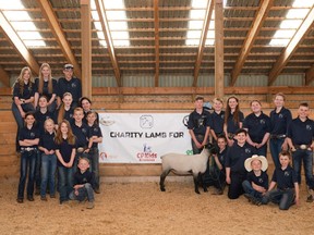 The Airdrie 4-H Beef and Sheep Club donated the funds from their Charity Lamb Project to CP Kids and Families. PHOTO COURTESY OF AIRDRIE 4-H BEEF AND SHEEP CLUB