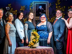The cast of "Queen Victoria's Tea Room", which opens August 4 at Theatre in the Wings on Bridge Street East, Belleville, features J. P. Harvey, Jocelyn LoSole, Lisa Guthro, Barb Grenier, Natalie Nolan, Michael Sheen Cuddy, and Rachel Kelleher. SUBMITTED PHOTO
