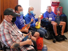 Participants get ukulele lessons during Aphasia Retreat Day 2022 held at the Adult Recreation Therapy Centre, 58 Easton Rd., Brantford. Submitted