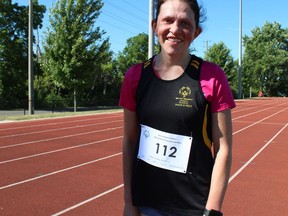 Meaghan Josling was among about 30 Brantford athletes competing on Saturday, July 9 at the Hometown Games, hosted by Special Olympics Ontario, in partnership with Special Olympics Brantford and held at Kiwanis Field.  MICHELLE RUBY PHOTO