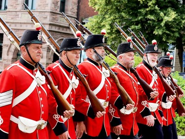 Members of the Brockville Infantry Company march in the Canada Day parade. (RONALD ZAJAC/The Recorder and Times)