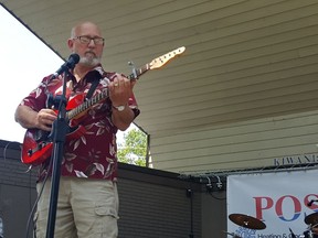 Ken Ramsden, of the band Fat Cat, plays during Tecumseh Park's Canada Day celebration, held the day after on Saturday in Chatham. Trevor Terfloth/Postmedia