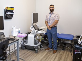 Franco Scola, director of operations at the Paris Heart Clinic stands in a room where cardiac testing is conducted in the Cowan Community Health Hub in Paris.