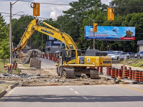 The south side of Brant Avenue at St. Paul Avenue is closed due to construction, allowing for one lane of traffic in each direction on Brant Avenue. Detours are in effect for northbound traffic on St. Paul. Brian Thompson/Brantford Expositor/Postmedia Network
