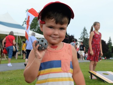 Finn Lafave playing in the kids zone on Canada Day on Friday July 1, 2022 in Cornwall, Ont. Shawna O'Neill/Cornwall Standard-Freeholder/Postmedia Network