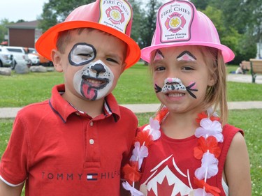 From left, Nash and Brynn Fidler dressed their best to celebrate Canada Day on Friday July 1, 2022 in Long Sault, Ont. Shawna O'Neill/Cornwall Standard-Freeholder/Postmedia Network