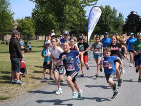 Participants starting their race in the 11- to 12-year-old category at the Cornwall Multisport Club's Kids' day  on Sunday July 10, 2022 in Cornwall, Ont. Laura Dalton/Cornwall Standard-Freeholder/Postmedia Network