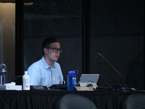 Development planner Alex Gatien making a presentation at the latest planning advisory and hearing committee meeting on Monday July 18, 2022 in Cornwall, Ont. Laura Dalton/Cornwall Standard-Freeholder/Postmedia Network