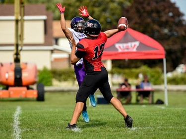 Wildcats quarterback Xavier Uhr throwing an impressive pass on Saturday July 23, 2022 in Cornwall, Ont. Robert Lefebvre/Special to the Cornwall Standard-Freeholder/Postmedia Network