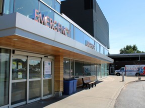 Entrance to Cornwall Community Hospital's emergency department
