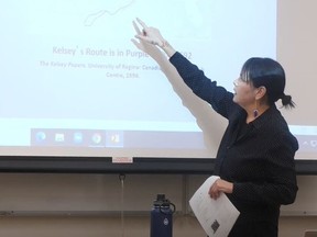University of Winnipeg (UW) Indigenous languages program coordinator Lorena Fontaine, seen here teaching at UW, says new Indigenous language certificate programs introduced at UW this fall will offer more opportunities for students to learn Indigenous languages at the university.