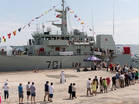 Hundreds boarded the HMCS Glace Bay while the ship docked in Kingston on Wednesday as part of its "Great Lakes Deployment" tour. Next, the ship will head up the St Lawrence River to make stops in Montreal, Quebec City and Rimouski. Curtis Heinzl/For the Kingston Whig-Standard/Postmedia Network