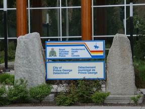 The Prince George RCMP detachment sign. Photo taken June 18, 2022.