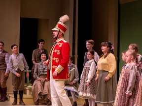 Harold Hill (David Leyshon) and the cast of The Music Man, currently playing at the Thousand Islands Playhouse in Gananoque.