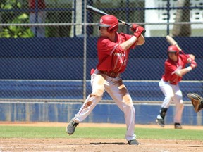Dylan O'Rae of Sarnia bats for Canada's junior national baseball team at a training camp in 2022. He was a third-round pick by the Milwaukee Brewers in the 2022 Major League Baseball draft. (Baseball Canada Photo)
