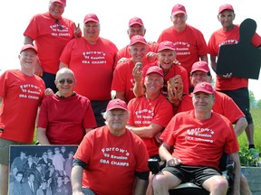 The 1969 Owen Sound Farrow's Haulage Ontario Baseball Association Bantam 'A' champion team members are seen in this photo from 2019. The team is part of the Class of 2022 to be inducted into the Owen Sound Sports Hall of Fame this fall.
